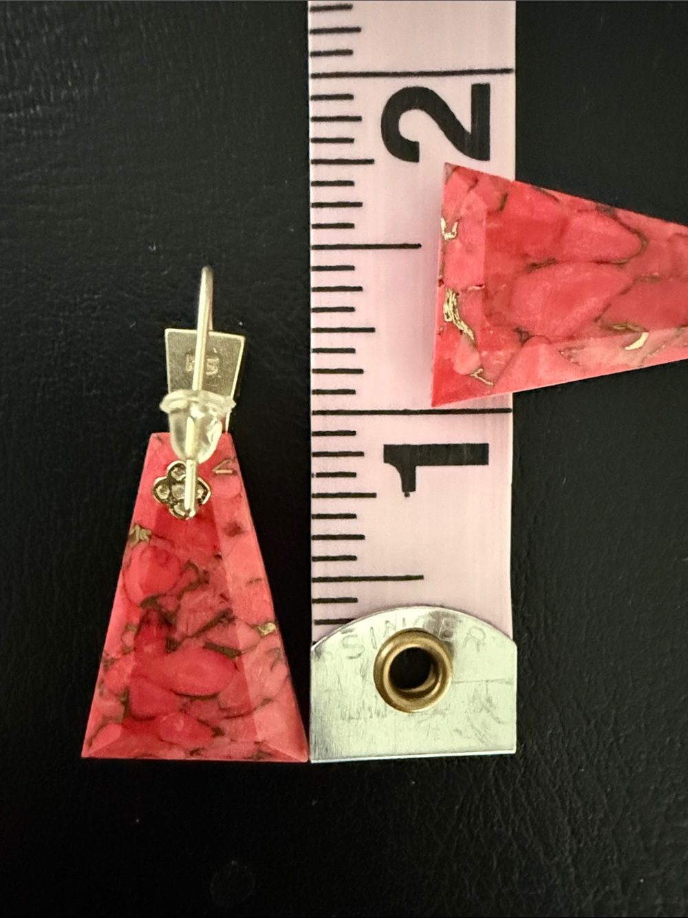 Kendra Scott Pink Marbled Triangle Drop Earrings with Gold Accents - Picture 5 of 6